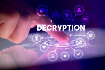 Finger touching tablet with web technology icons concept