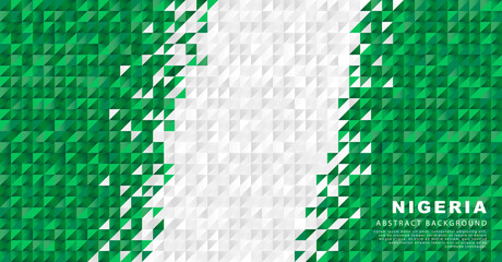 Flag of Nigeria. Abstract background of small triangles in the form of colorful green and white stripes