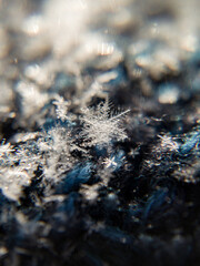 Macro photo of a snowflake.