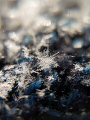 Macro photo of a snowflake.
