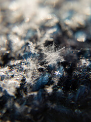 Macro photo of a snowflake.