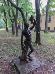 MOSCOW, RUSSIA - August 11, 2021: Old sculpture in Usachevy-Naydenovy Estate