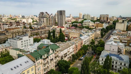 Fotobehang Kiev the capital of Ukraine from a bird's eye view shooting with a drone summer © Андрей Трубицын