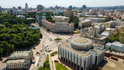 Fototapeta premium Kiev the capital of Ukraine from a bird's eye view shooting with a drone summer