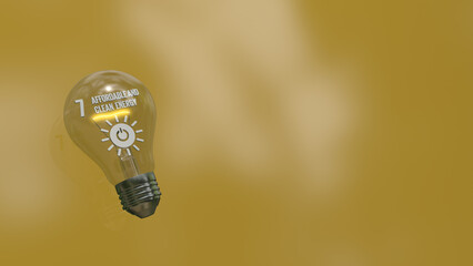 7 Affordable and Clean Energy The 17 Global Goals Bulb Lower Left Corner Icons Concept 3D illustration