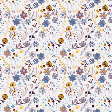 Cute floral seamless pattern, raster version. Seamless ornament with sweet floral elements. Good for textile, wallpaper, wrapping and more