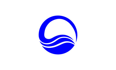 swimming pool vector logo with simple icon Abstract template blue