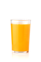 Fresh orange juice in glass isolated on white background.