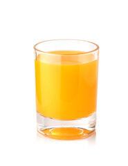 Fresh orange juice in glass isolated on white background.