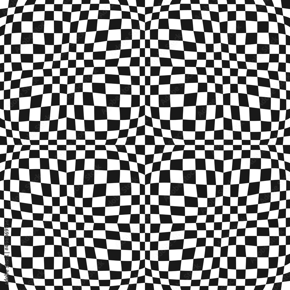 Poster Convex vector pattern. Checkered cells in convex forms, fluttering canvas.