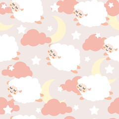 cute creative kiddy design with hand-drawn shapes for textile, wrapping, wallpaper and apparel. Dreaming concept. on pink