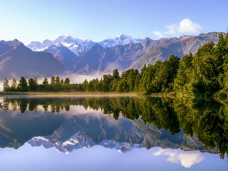 Foto op Plexiglas Aoraki/Mount Cook spiegelmeer in de bergen, Lake Matheson