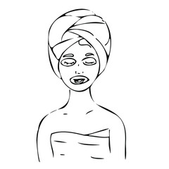 The face of a girl in a spa salon.Massage, spa,Abstract image in a linear style of a woman.