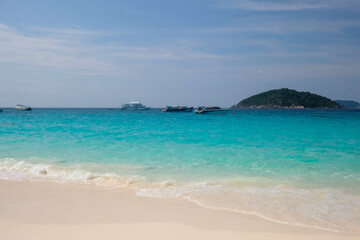 Beautiful beach with sky and sunshine and sea view