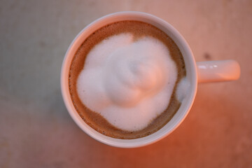 Cup of coffee from above view