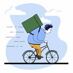 Delivery boy ride a bike, express delivery service