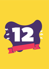 12years, months or days you choose (banner with red flag and yellow background with lightning and purple ink)