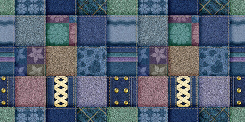 seamless jeans patchwork background