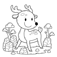 animals coloring book alphabet. Isolated on white background. Vector cartoon deer.