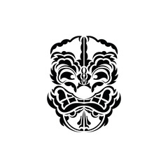Tribal mask. Traditional totem symbol. Polynesian style. Vector illustration isolated on white background.