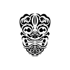 Tribal mask. Traditional totem symbol. Polynesian style. Vector isolated on white background.