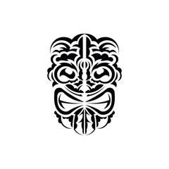 Tribal mask. Traditional totem symbol. Polynesian style. Vector over white background.