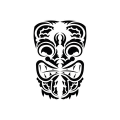 Tribal mask. Black tattoo in the style of the ancient tribes. Simple style. Vector over white background.