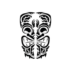 Tribal mask. Black tattoo in the style of the ancient tribes. Simple style. Vector over white background.