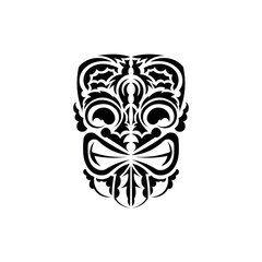 Tribal mask. Black tattoo in the style of the ancient tribes. Polynesian style. Vector over white background.