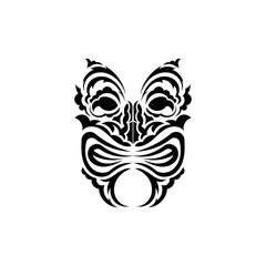 Tribal mask. Black tattoo in the style of the ancient tribes. Maori style. Vector illustration isolated on white background.