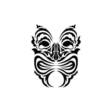 Tribal mask. Black tattoo in the style of the ancient tribes. Maori style. Vector illustration isolated on white background.