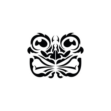 Tribal mask. Black tattoo in the style of the ancient tribes. Hawaiian style. Vector illustration isolated on white background.