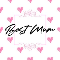 Happy Mother's Day Heart-Typocraphic illustration vector Calligraphy Background, celebration card,printable, ornaments celebrations, gift card invitation