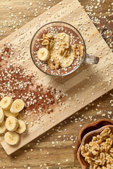 Healthy smoothie with banana and cacao