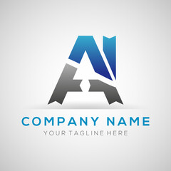 Creative Letter AI Modern Business Logo Vector Template. Initial AI Logo Template Design.