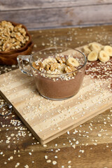 Healthy smoothie with banana and cacao