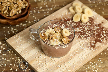 Healthy smoothie with banana and cacao