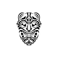 The face of a viking or orc. Traditional totem symbol. Simple style. Vector illustration isolated on white background.