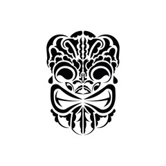 The face of a viking or orc. Traditional totem symbol. Simple style. Vector illustration isolated on white background.