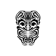 The face of a viking or orc. Traditional totem symbol. Simple style. Vector isolated on white background.