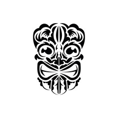 The face of a viking or orc. Traditional totem symbol. Polynesian style. Vector over white background.