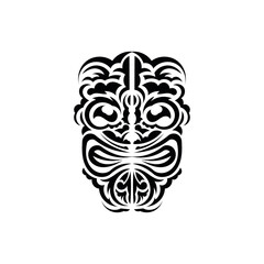 The face of a viking or orc. Traditional totem symbol. Maori style. Vector illustration isolated on white background.