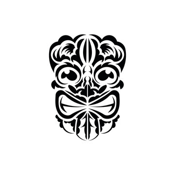 The face of a viking or orc. Traditional totem symbol. Polynesian style. Vector over white background.