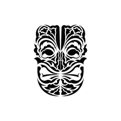 The face of a viking or orc. Traditional totem symbol. Hawaiian style. Vector illustration isolated on white background.