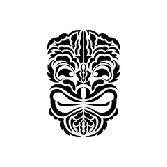 The face of a viking or orc. Traditional totem symbol. Hawaiian style. Vector over white background.