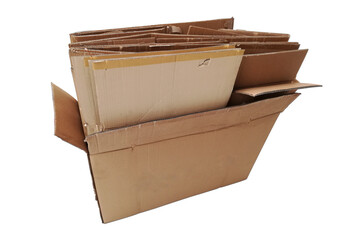 old cardboard box isolate on white background.