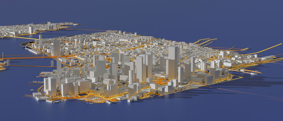 low poly Manhattan 3d rendering