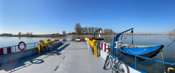 Panorama from the ferry on the river IJssel