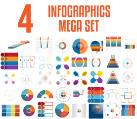 Mega set of infographics.Vector templates 4 positions
