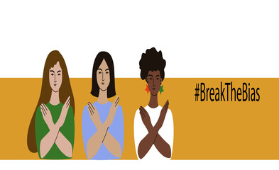 Break the bias, woman day. Flat vector illustration